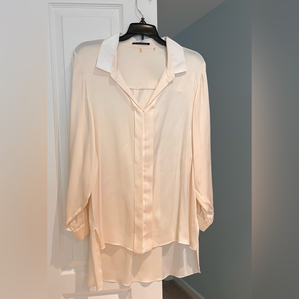 Elie Tahari Cream Blouse with Layered Design